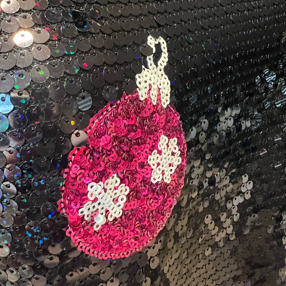 PEACH LOVE CALIFORNIA Christmas bulb sequin holiday dress S M L - Picture 11 of 13